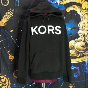 Michael Kors Black Pullover Hoodie with Kangaroo Pocket size Med